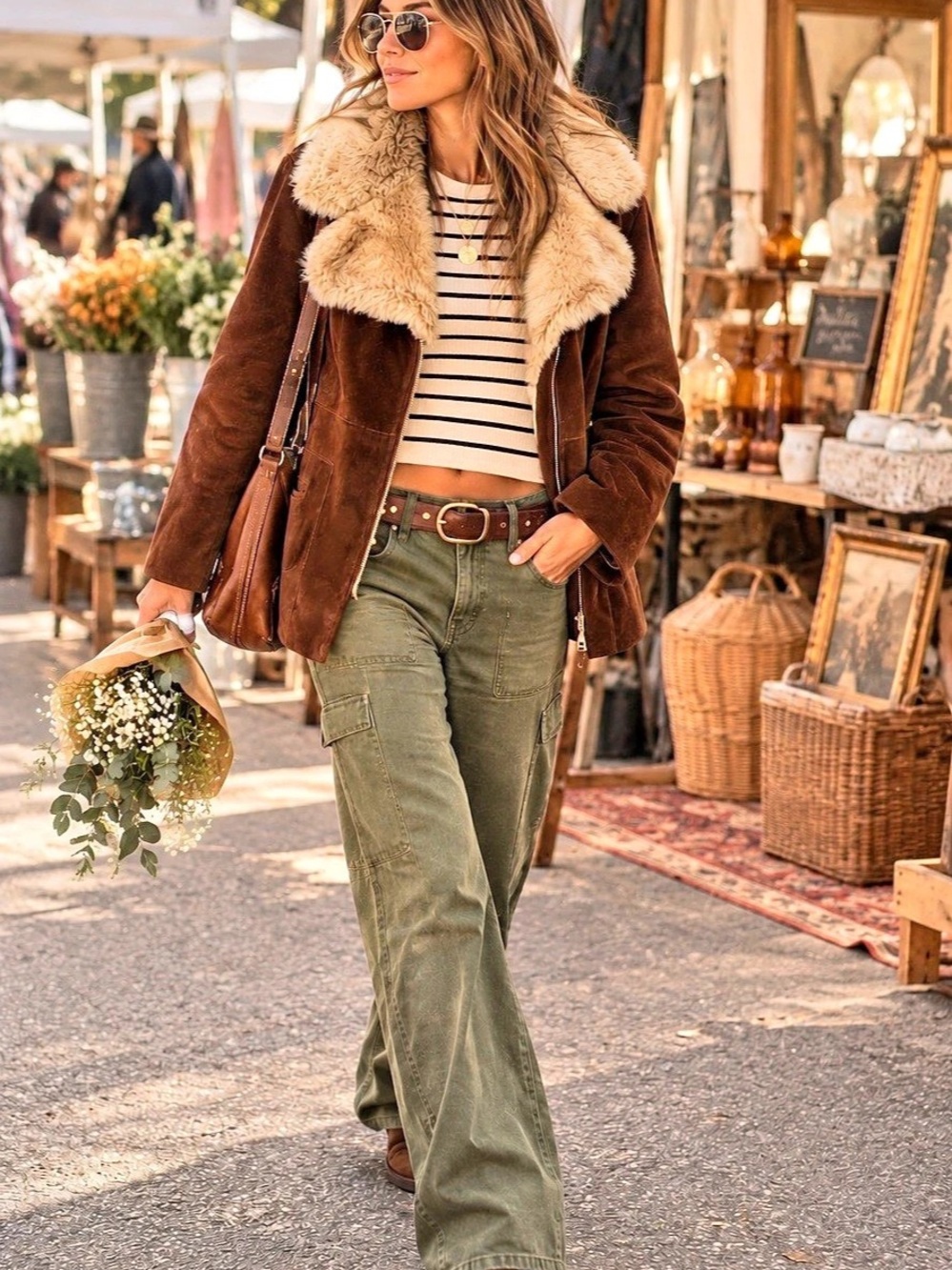 Vintage Young Posluns Brown Suede Leather Jacket Faux Fur Collar Made in Canada